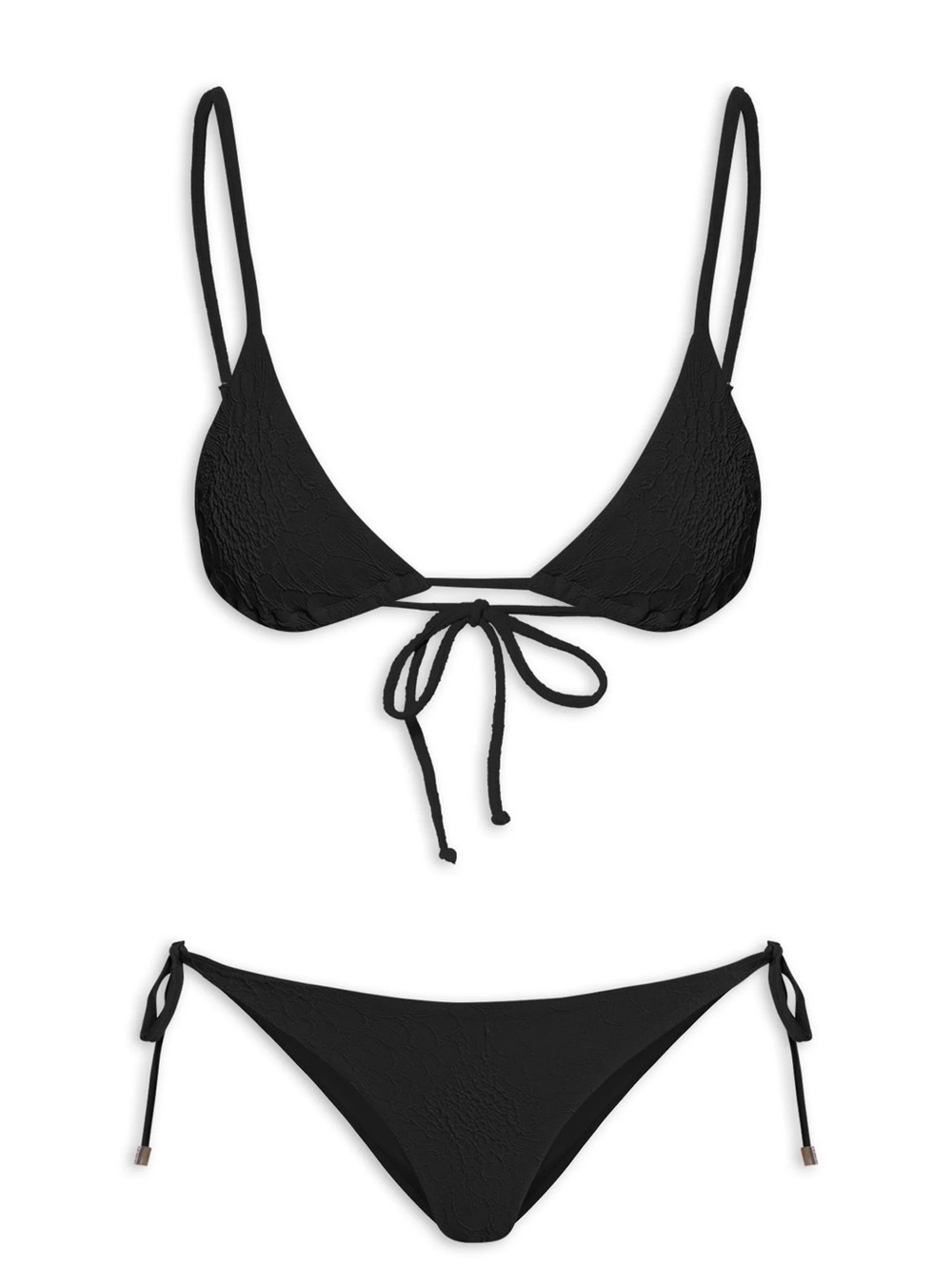Black Tie-Front Triangle Bikini Set - XS Farm Rio